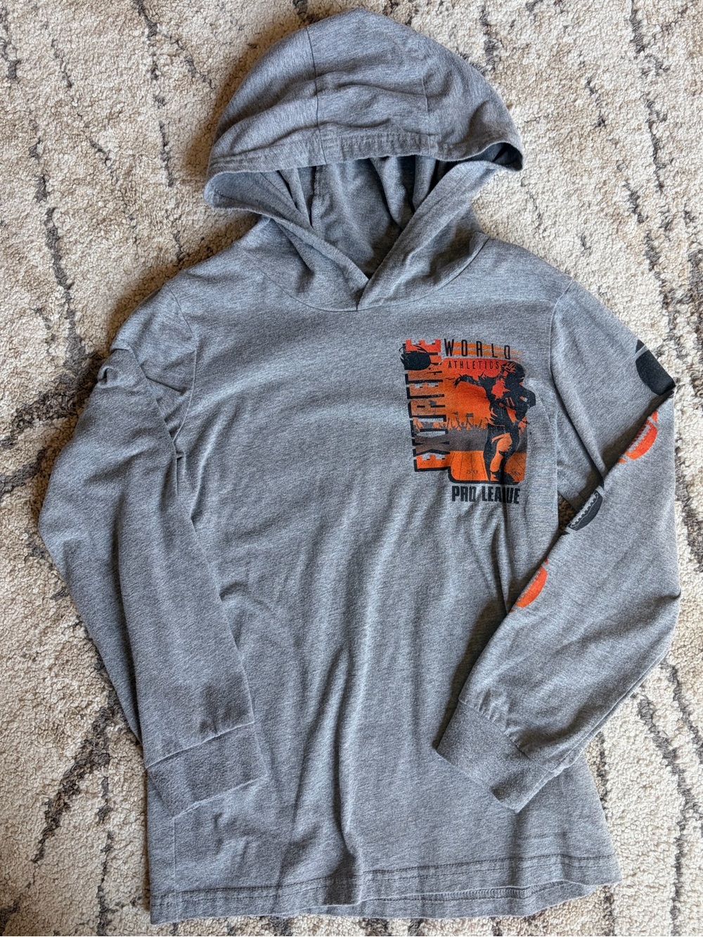 Carter's Gray Hooded Long Sleeve Tee with Football Graphic